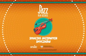 grafika na pomarańczowym tle przedstawia skrzypce