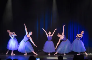 zdjęcie przedstawia baletnice występujące na scenie
