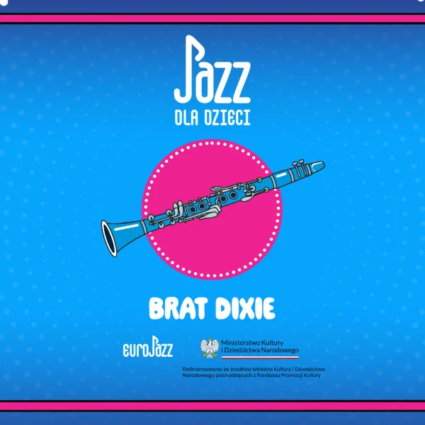 grafika na niebieskim tle przedstawia instrument muzyczny