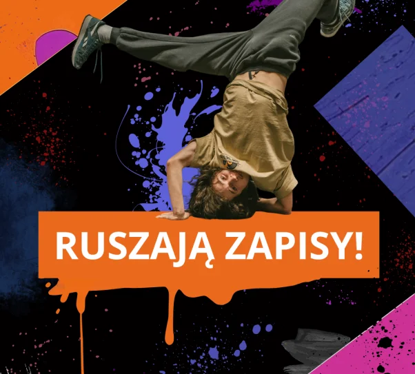 grafika przedstawia tancerza, poza- stoi na rękach.