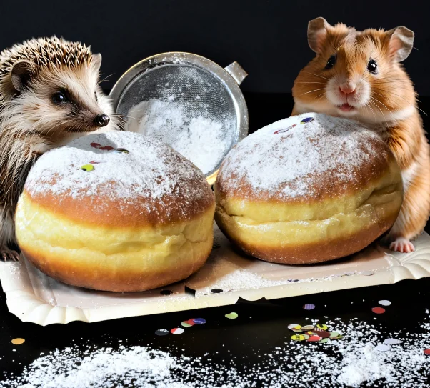 zdjęcie przedstawia dwa paczki oraz jeża i chomika